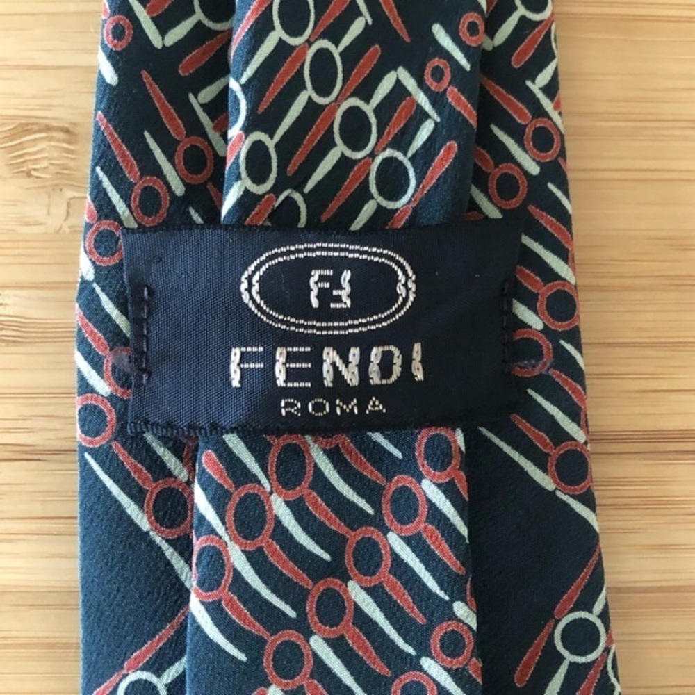 Fendi Silk Tie In Rich Navy Blue And Orange!